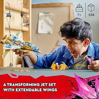 LEGO 71770 Ninijago Zane's Golden Dragon Jet, Toy Plane Set
